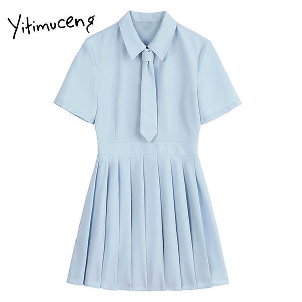 yitimuceng pleated dress women blue summer high waist turn down collar mini dresses with tie preppy style harajuku y2k 210601, Black;gray
yitimuceng pleated dress women blue summer high waist turn down collar mini dresses with tie preppy style harajuku y2k 210601, Black;gray