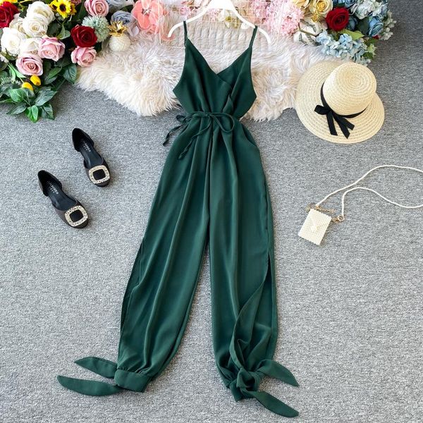 women's jumpsuits & rompers v-neck jumpsuit 2021 summer sleeveless lace up belt female split romper elegant office lady long overalls, Black;white
women's jumpsuits & rompers v-neck jumpsuit 2021 summer sleeveless lace up belt female split romper elegant office lady long overalls, Black;white