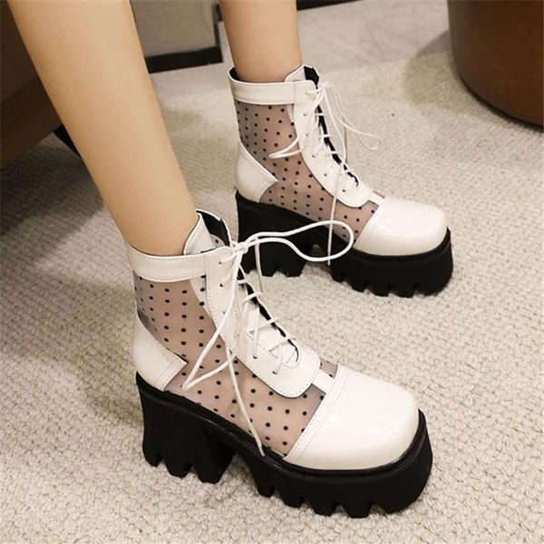 boots pxelena 2021 spring women mesh combat polka dot chunky platform high heels punk rock gothic shoes plus size 35-44, Black
boots pxelena 2021 spring women mesh combat polka dot chunky platform high heels punk rock gothic shoes plus size 35-44, Black