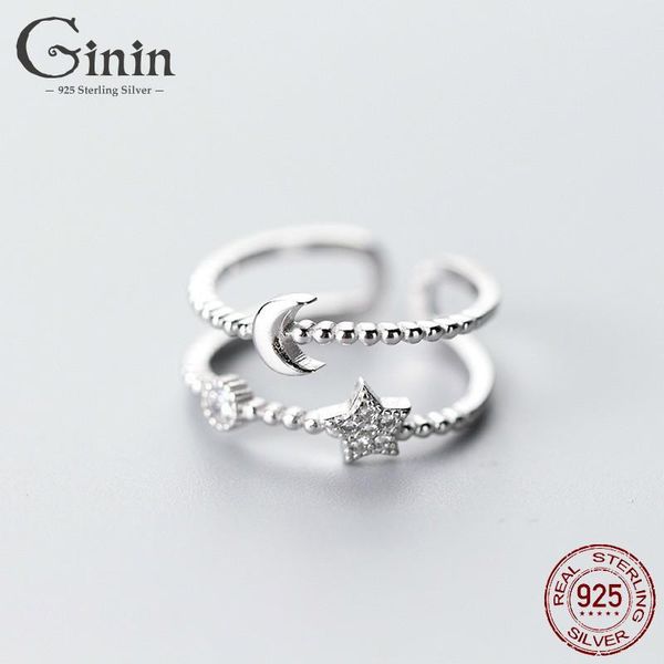 cluster rings ginin 100% 925 sterling silver korean style dazzling zircon double-layer star moon opening for women wine party jewelry, Golden;silver
cluster rings ginin 100% 925 sterling silver korean style dazzling zircon double-layer star moon opening for women wine party jewelry, Golden;silver