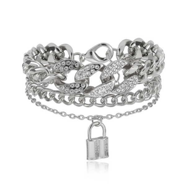 link, chain hip hop multilayer alloy jewelry exaggerated personality micro inlaid zircon lock pendant bracelet, Black
link, chain hip hop multilayer alloy jewelry exaggerated personality micro inlaid zircon lock pendant bracelet, Black