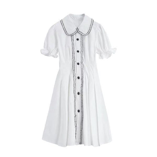 women white peter pan collar puff short sleeve single-breasted a-line mini dress summer female d2635 210514, Black;gray
women white peter pan collar puff short sleeve single-breasted a-line mini dress summer female d2635 210514, Black;gray