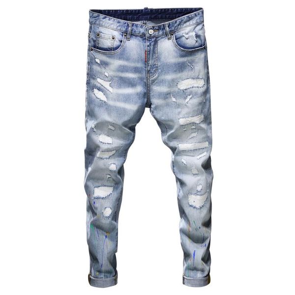 men's jeans men leisure hole inkjet paint dot men's printed youth soft fabric casual loose cotton scratched trousers badge, Blue
men's jeans men leisure hole inkjet paint dot men's printed youth soft fabric casual loose cotton scratched trousers badge, Blue