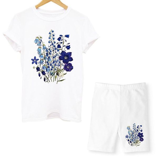 women's shorts two-piece plant flower t-shirt and suit summer short-sleeved o-neck casual jogging motorcycle women, White;black
women's shorts two-piece plant flower t-shirt and suit summer short-sleeved o-neck casual jogging motorcycle women, White;black