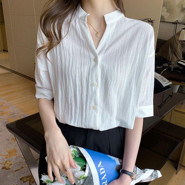 women's blouses & shirts work style office lady solid blouse women stand collar long sleeve single breast blusas spring 2021 loose whit, White
women's blouses & shirts work style office lady solid blouse women stand collar long sleeve single breast blusas spring 2021 loose whit, White