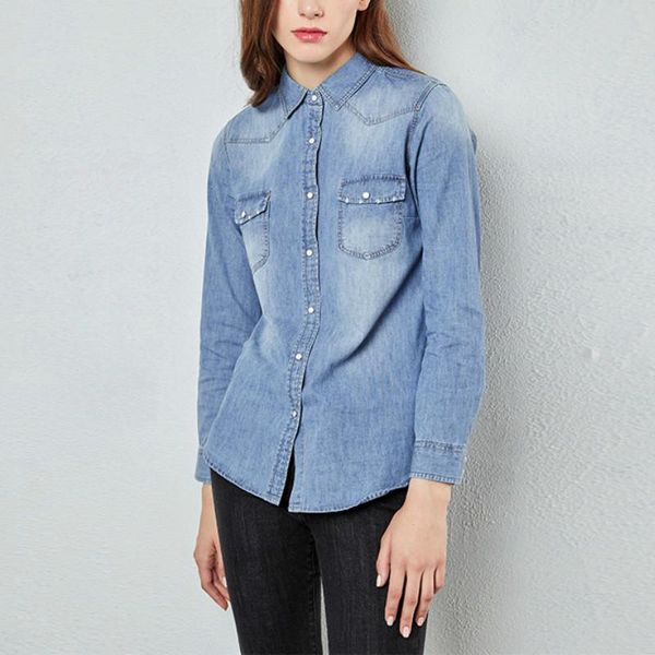 ladies denim shirts long sleeve blue blouse clothing for women 2021 turn down collar jeans blouses cotton women's &, White
ladies denim shirts long sleeve blue blouse clothing for women 2021 turn down collar jeans blouses cotton women's &, White
