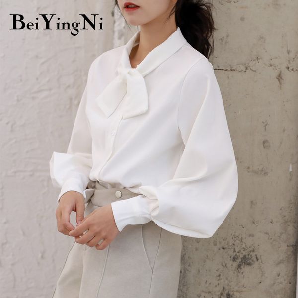 fashion casual bow tie blouses womens oversized vintage solid color shirts female autumn winter long sleeve blusa 210427, White
fashion casual bow tie blouses womens oversized vintage solid color shirts female autumn winter long sleeve blusa 210427, White
