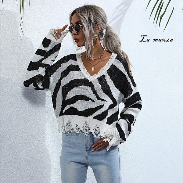 women's sweaters arrival striped women sweater 2021 winter fashion v-neck tassel loose knitted pullovers, White;black
women's sweaters arrival striped women sweater 2021 winter fashion v-neck tassel loose knitted pullovers, White;black