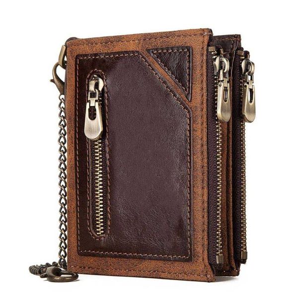 wallets casual wallet men vintage double zip with chain anti-theft leather coin purse small mini card holder male walet pocket, Red;black
wallets casual wallet men vintage double zip with chain anti-theft leather coin purse small mini card holder male walet pocket, Red;black