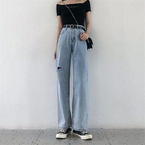 women's jeans woman pants 2021 spring autumn high waist loose hole casual drop straight long pantalones vaqueros mujer, Blue
women's jeans woman pants 2021 spring autumn high waist loose hole casual drop straight long pantalones vaqueros mujer, Blue