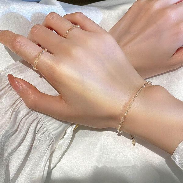 link, chain fashion design simple champagne color thin crystal beaded bracelet for women all match elegant jewelry wholesale, Black
link, chain fashion design simple champagne color thin crystal beaded bracelet for women all match elegant jewelry wholesale, Black