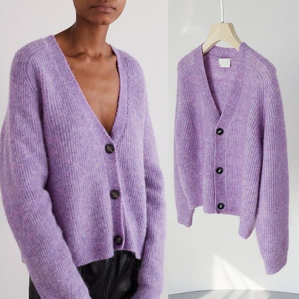 women's knits & tees women sweater spring 2021 loose-fitting thin mohair purple flower yarn wool cardigan, White
women's knits & tees women sweater spring 2021 loose-fitting thin mohair purple flower yarn wool cardigan, White