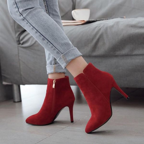 boots oversized women's shoes 40-41 42 43 44 45 46 fashion pointed super high heel short suede slim heels, Black
boots oversized women's shoes 40-41 42 43 44 45 46 fashion pointed super high heel short suede slim heels, Black