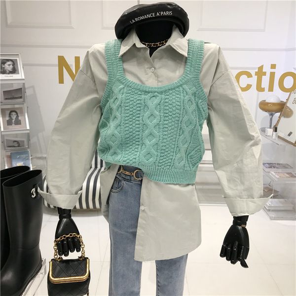 pants joint temperature of two bendable spring suit parts 2021 niche design short crocheted twist vest + shirt, White
pants joint temperature of two bendable spring suit parts 2021 niche design short crocheted twist vest + shirt, White