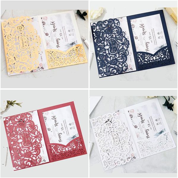 greeting cards 50pcs blue gold white glitter paper laser cut wedding invitations card custom printable with envelope decoration
greeting cards 50pcs blue gold white glitter paper laser cut wedding invitations card custom printable with envelope decoration