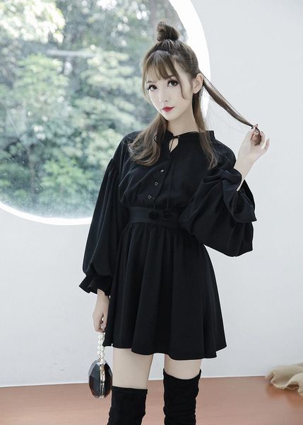 casual dresses arrival gothic girls chest hollow out lace up collar women long sleeve a line black punk dress, Black;gray
casual dresses arrival gothic girls chest hollow out lace up collar women long sleeve a line black punk dress, Black;gray