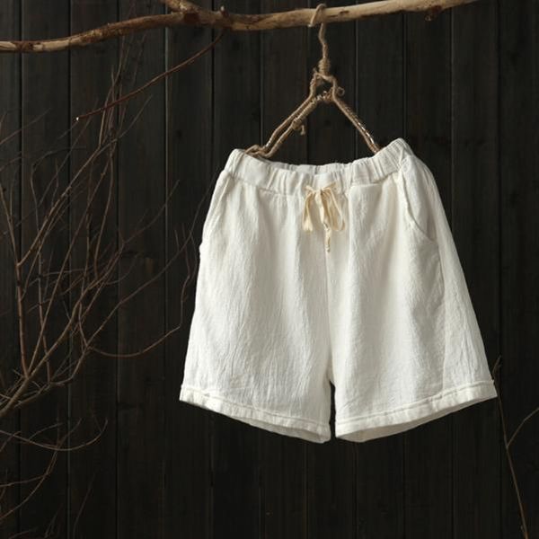 women's shorts summer women cotton linen trousers feminino elastic wasit home loose plus size with pocket da714, White;black
women's shorts summer women cotton linen trousers feminino elastic wasit home loose plus size with pocket da714, White;black