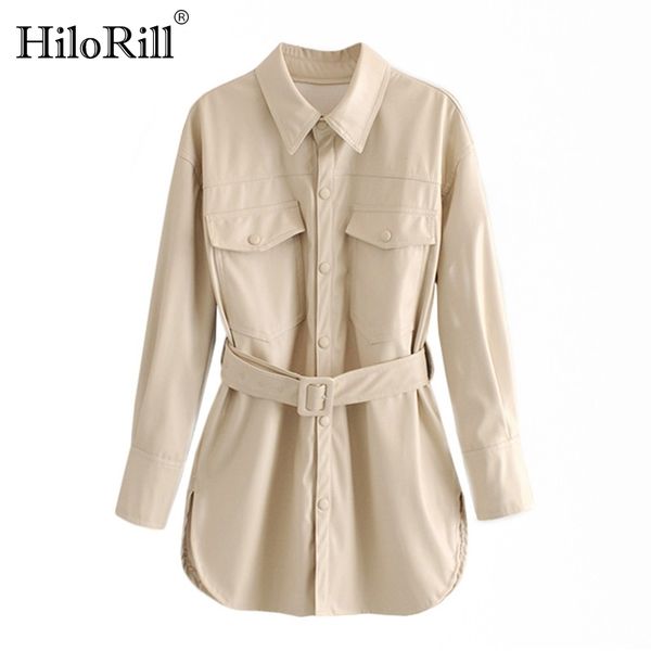 pu leather jackets with belt women long sleeve streetwear solid coat turn down collar casual jacket pockets outwear 210508, Black
pu leather jackets with belt women long sleeve streetwear solid coat turn down collar casual jacket pockets outwear 210508, Black