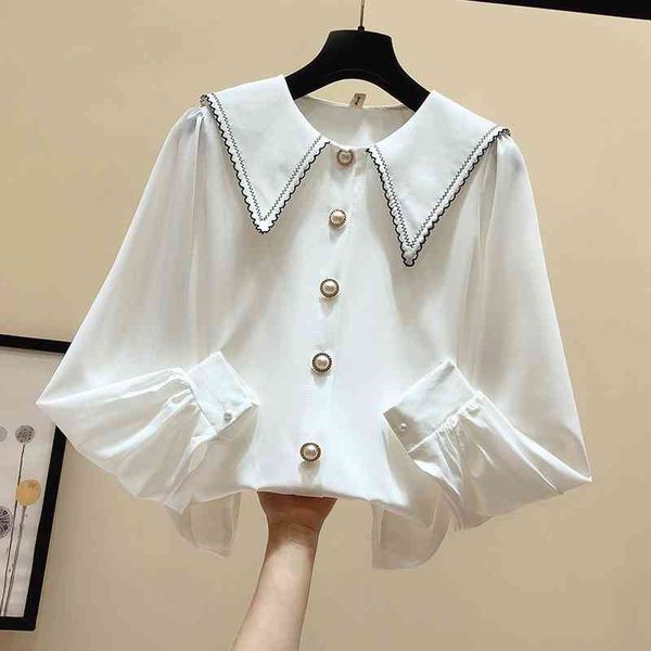 autumn winter new puff sleeve peter pan collar solid blouse women's chiffon shirt 210421, White
autumn winter new puff sleeve peter pan collar solid blouse women's chiffon shirt 210421, White