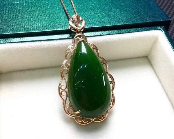 lockets 18k gold inlaid hetian jasper water drop pendantj11#, Silver
lockets 18k gold inlaid hetian jasper water drop pendantj11#, Silver