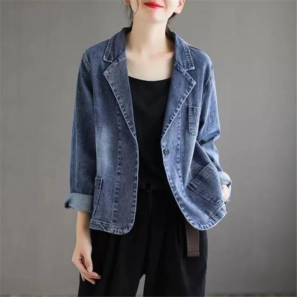 women's jackets denim jacket autumn collar vintage ladies single button slim coat loose casual long sleeve outwear retro korean version, Black;brown
women's jackets denim jacket autumn collar vintage ladies single button slim coat loose casual long sleeve outwear retro korean version, Black;brown