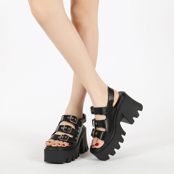 414243 size foreign trade platform sandals ins trendy height increasing open toe platform shoes rubber non-slip sole rivet button with women, Black
414243 size foreign trade platform sandals ins trendy height increasing open toe platform shoes rubber non-slip sole rivet button with women, Black