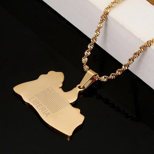 pendant necklaces stainless steel gold color liberia map flag trendy liberians chain jewelery, Silver
pendant necklaces stainless steel gold color liberia map flag trendy liberians chain jewelery, Silver