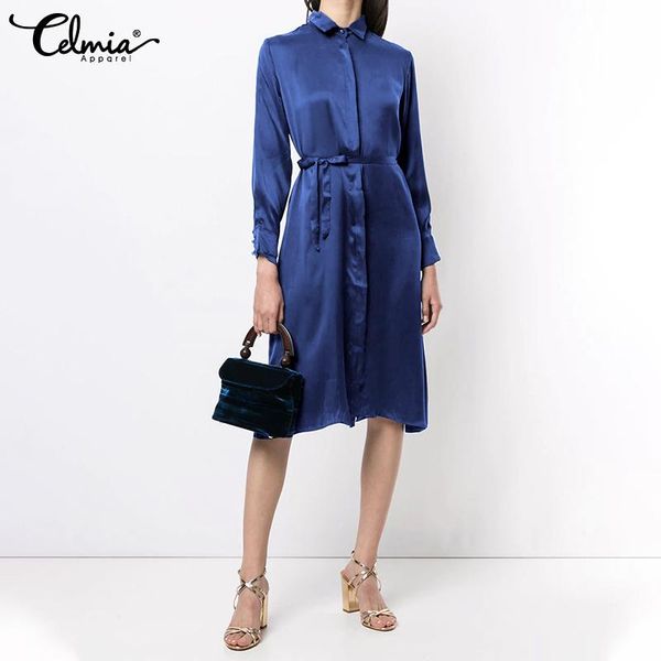 casual dresses 2021 celmia women autumn elegant satin dress office lapel knee-length shirt slik vestidos sashes buttons party, Black;gray
casual dresses 2021 celmia women autumn elegant satin dress office lapel knee-length shirt slik vestidos sashes buttons party, Black;gray