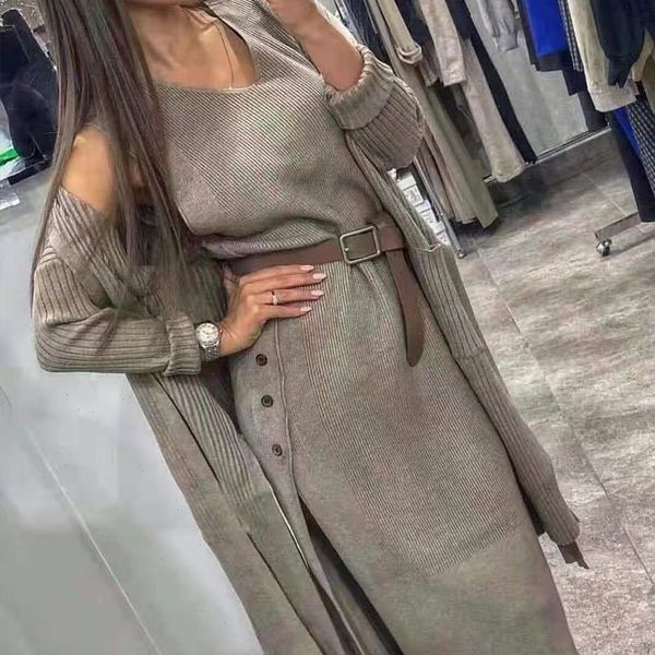 taotrees knitting suit two womens tracksuits piece set knit cardigan loose sweater coat with belt, Gray
taotrees knitting suit two womens tracksuits piece set knit cardigan loose sweater coat with belt, Gray