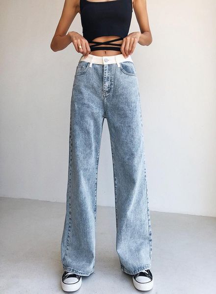 autumn and winter street casual stitching contrast color wide-leg jeans women, high-waisted loose straight-leg long women women's, Blue
autumn and winter street casual stitching contrast color wide-leg jeans women, high-waisted loose straight-leg long women women's, Blue