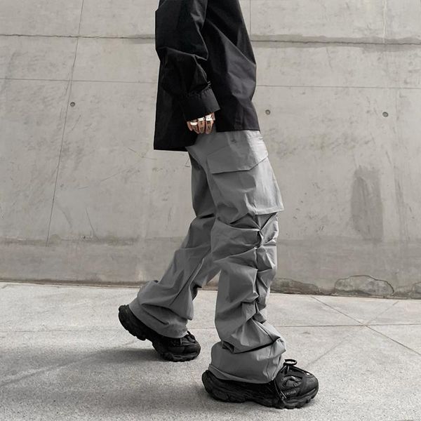 men fashion casual pants all-match pleated drop feeling overalls deconstructed stacked multi-pocket functional trousers men's, Black
men fashion casual pants all-match pleated drop feeling overalls deconstructed stacked multi-pocket functional trousers men's, Black