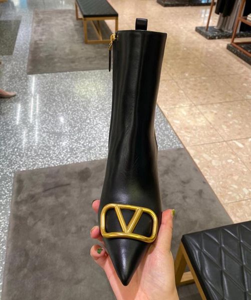 boots fashion classics v brand women high heel 8cm thin pointed toe boot metal genuine leather women's, Black
boots fashion classics v brand women high heel 8cm thin pointed toe boot metal genuine leather women's, Black