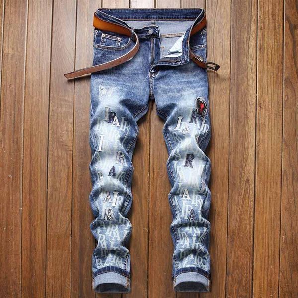 men's jeans kiovno men fashion hip hop printed pants letter embroidery slim fit denim trousers for male streetwear, Blue
men's jeans kiovno men fashion hip hop printed pants letter embroidery slim fit denim trousers for male streetwear, Blue