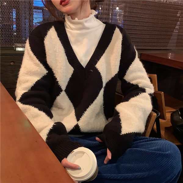 women's sweaters velvet sweater with v-neck cleavage, sleek winter shirt, loose, large, complete, retro arygle, pullovers, fashionable, White;black
women's sweaters velvet sweater with v-neck cleavage, sleek winter shirt, loose, large, complete, retro arygle, pullovers, fashionable, White;black