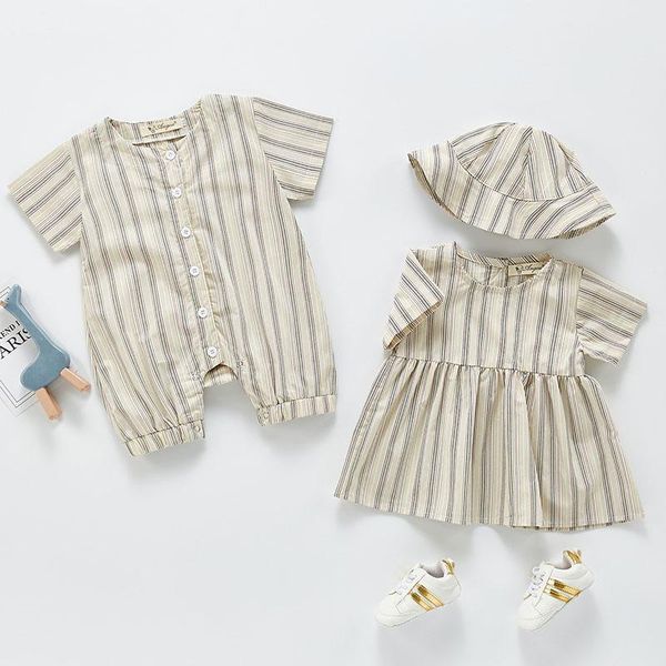 baby boy girl vertical stripe rompers summer short sleeve drees fashion infant clothes boys and hat jumpsuits, Blue
baby boy girl vertical stripe rompers summer short sleeve drees fashion infant clothes boys and hat jumpsuits, Blue