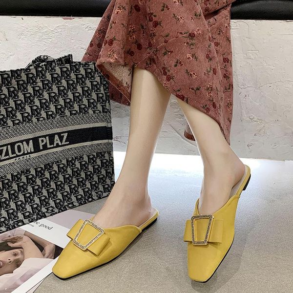 slippers square toe low heel mules shoes women summer fashion closed sandals ladies with metal button, Black
slippers square toe low heel mules shoes women summer fashion closed sandals ladies with metal button, Black