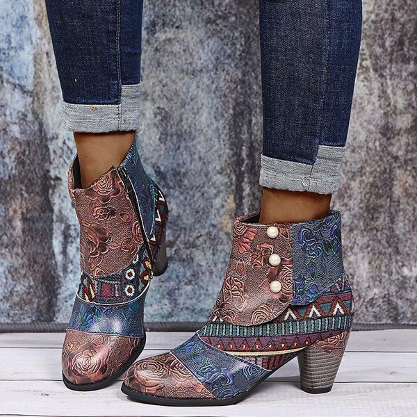 boots autumn winter women's shoes print mixed colors ladies ankle high heels platform vintage female zapatos mujer, Black
boots autumn winter women's shoes print mixed colors ladies ankle high heels platform vintage female zapatos mujer, Black