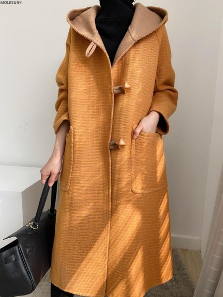 women's wool & blends the fashion autumn/winter 2021 woolen coat long hooded, Black
women's wool & blends the fashion autumn/winter 2021 woolen coat long hooded, Black