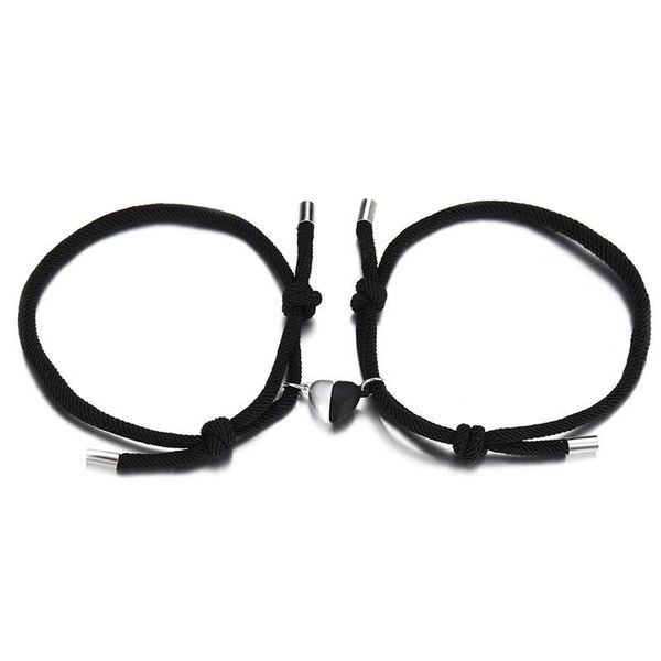 link, chain fashion 2pcs magnetic bracelet stainless steel heart pendant charm couple bracelets for friend men women braid rope, Black
link, chain fashion 2pcs magnetic bracelet stainless steel heart pendant charm couple bracelets for friend men women braid rope, Black
