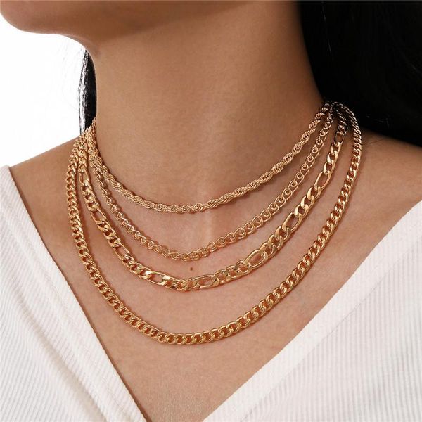 pendant necklaces modyle gold color punk vintage layered chain necklace set chunky thick cuban link chains choker for women jewelry, Silver
pendant necklaces modyle gold color punk vintage layered chain necklace set chunky thick cuban link chains choker for women jewelry, Silver