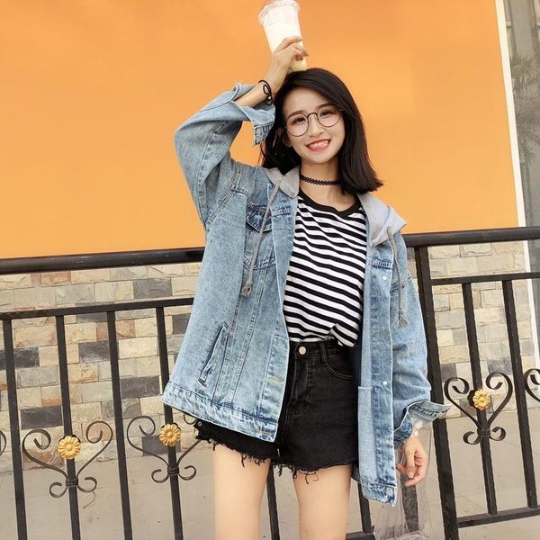 women's jackets spring ladies loose large size denim jacket female washed fashion lapel jeans women boyfriend style hooded lr168, Black;brown
women's jackets spring ladies loose large size denim jacket female washed fashion lapel jeans women boyfriend style hooded lr168, Black;brown