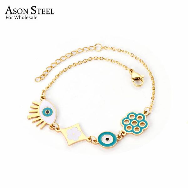 link, chain asonsteel blue eye 316l stainless steel bracelet women bangle with geometric charm fashion jewelry punk party gift accessories, Black
link, chain asonsteel blue eye 316l stainless steel bracelet women bangle with geometric charm fashion jewelry punk party gift accessories, Black