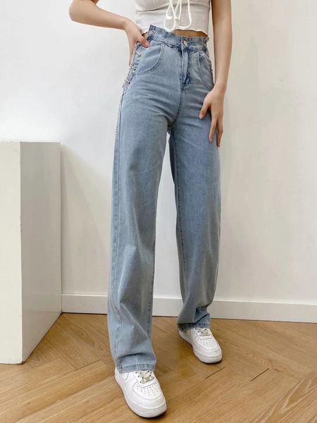 women's jeans fashion for women high waist straight denim mom pants baggy woman washed casual female wide leg trousers, Blue
women's jeans fashion for women high waist straight denim mom pants baggy woman washed casual female wide leg trousers, Blue