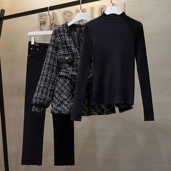 women's two piece pants 2021 spring and autumn korean style young middle-aged solid color knitwear plus coat + jeans three - set, White
women's two piece pants 2021 spring and autumn korean style young middle-aged solid color knitwear plus coat + jeans three - set, White