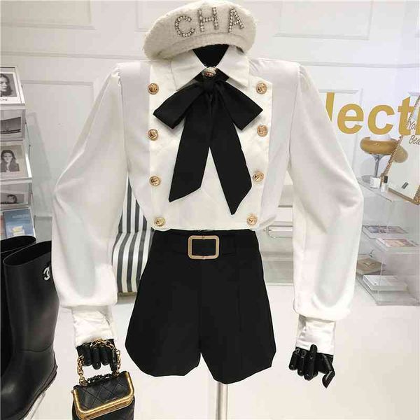 sweaters female shirt ribbon spring 2021 niche long-sleeve design top, White;black
sweaters female shirt ribbon spring 2021 niche long-sleeve design top, White;black