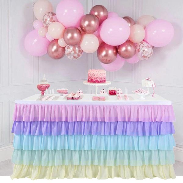 gradient tulle table skirt for tables in any shapes 5 layered ruffle holiday wedding party 6/9/14 ft. ye-
gradient tulle table skirt for tables in any shapes 5 layered ruffle holiday wedding party 6/9/14 ft. ye-