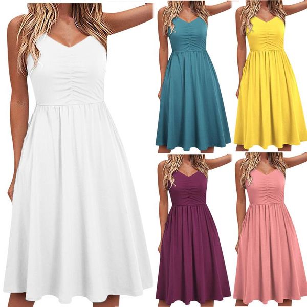 maternity dresses pregnant women fashion summer sling sleeveless v-neck solid color casual dress pregnancy clothes, White
maternity dresses pregnant women fashion summer sling sleeveless v-neck solid color casual dress pregnancy clothes, White