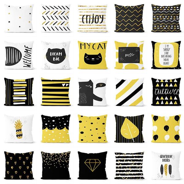 pillow case simple and lovely black yellow polyester pillowcase dots letter printing cushion cover sofa bed chair home decor 45*45cm
pillow case simple and lovely black yellow polyester pillowcase dots letter printing cushion cover sofa bed chair home decor 45*45cm