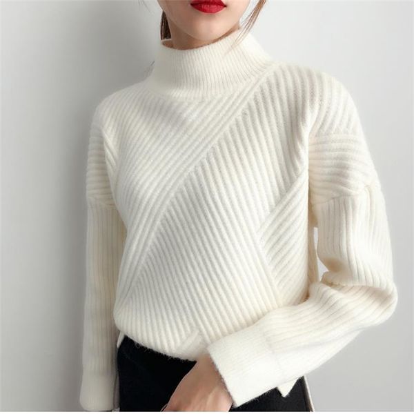 h.sa women winter sweater pullovers vertical solid knit pull jumpers beige warm thick turtleneck femme 210417, White;black
h.sa women winter sweater pullovers vertical solid knit pull jumpers beige warm thick turtleneck femme 210417, White;black