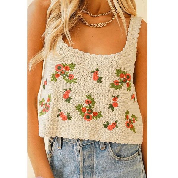 women's tanks & camis women knitted crop ladies floral embroidery short vest summer sleeveless vintage tank, White
women's tanks & camis women knitted crop ladies floral embroidery short vest summer sleeveless vintage tank, White